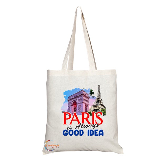 TB1504 Paris est toujours une bonne idée Eiffel Nouveauté Cadeau Cadeau Imprimé Touriste Tote Épaule Souvenir Sac cadeau