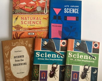 Vintage children's nature and science school books.