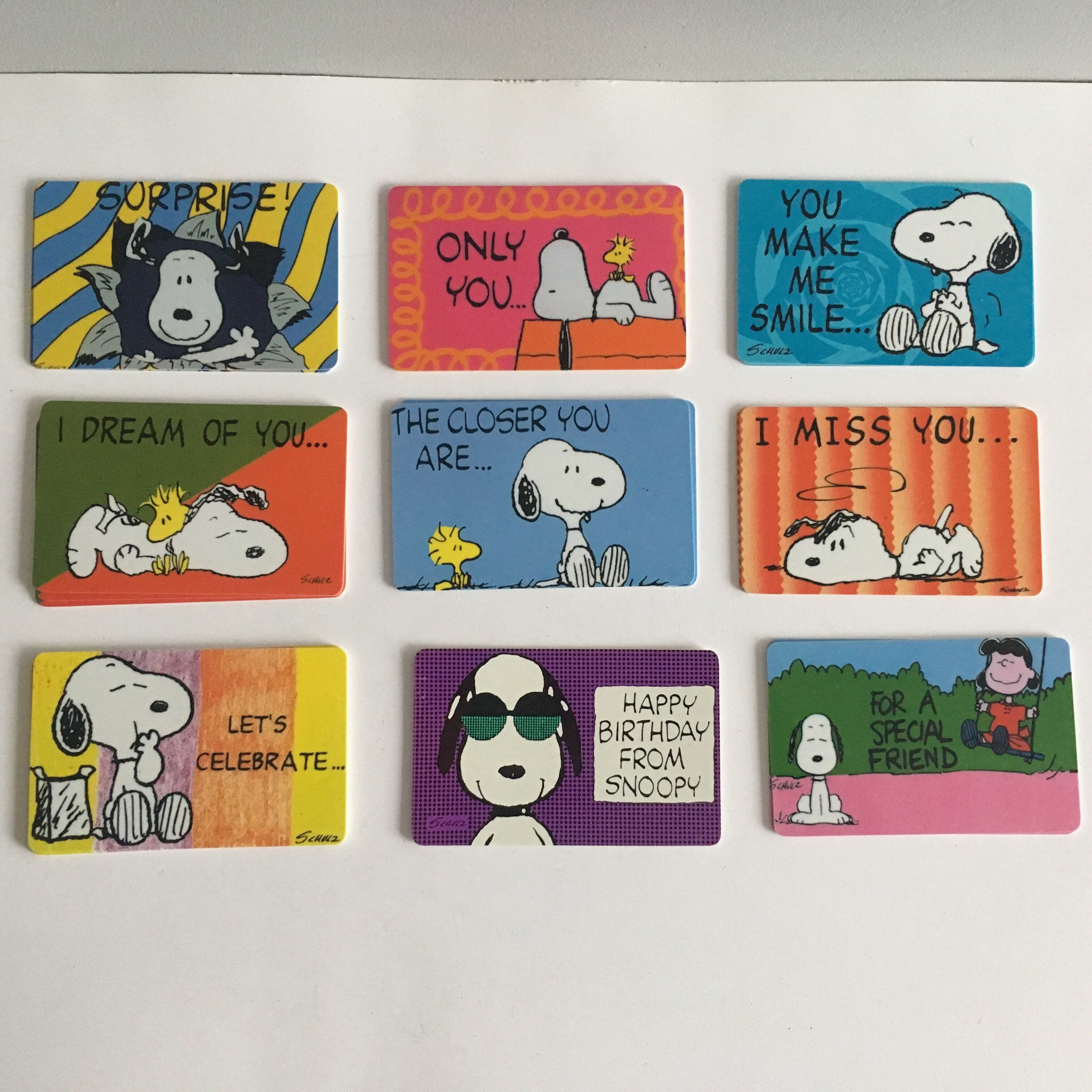 Vintage Snoopy greeting cards plastic credit card style. | Etsy