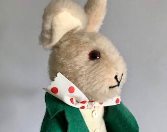 Vintage felt bunny rabbit soft toy.