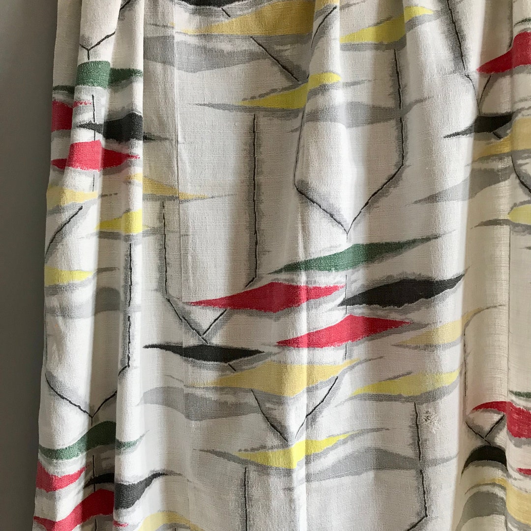 Vintage 1950s Curtain Fabric. Etsy UK