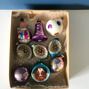 Vintage glass Christmas tree baubles.