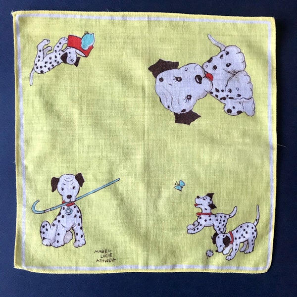 Vintage Mabel Lucie Attwell dog hanky.