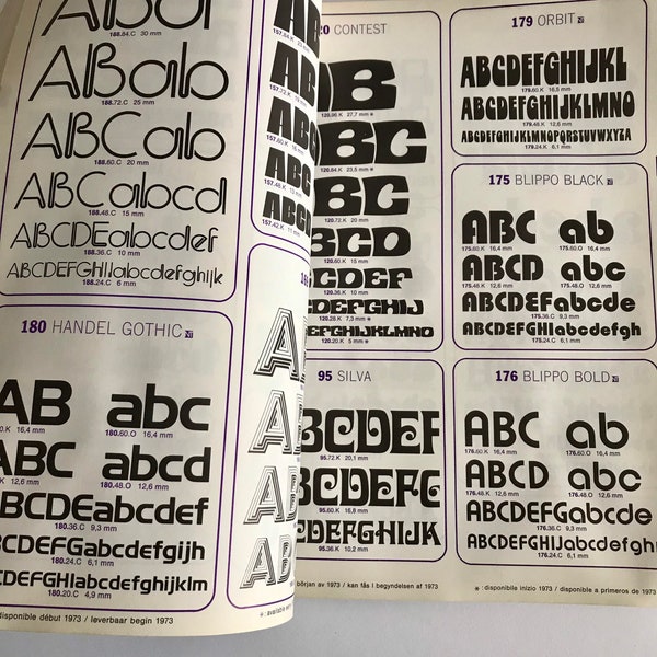 Vintage typeface catalogue by Mecanorma.