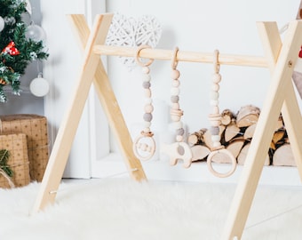 wooden baby play gym frame