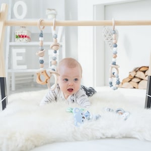 Baby gym with or without toy set / Wooden baby gym / Activity Gym and Baby Gift / Wooden Mobile image 4