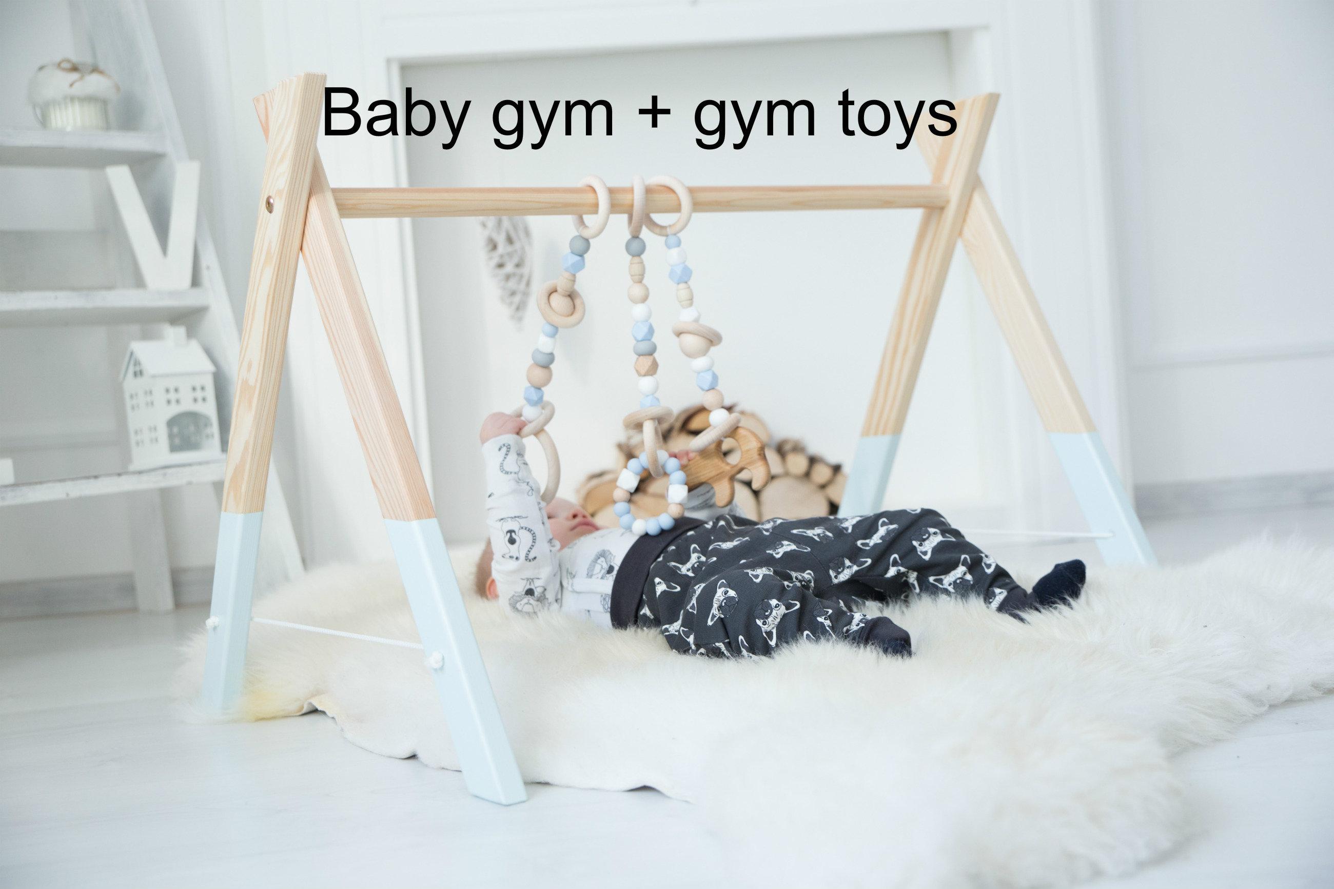 Ginásio de madeira para bebês com brinquedos/decoração perfeita para berçário/centro de atividades para bebês