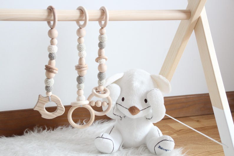 Baby gym with or without toy set / Wooden baby gym / Activity Gym and Baby Gift / Wooden Mobile image 2