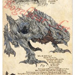 Hound of the Wild Hunt  - The Witcher Naturalist Inspired Poster
