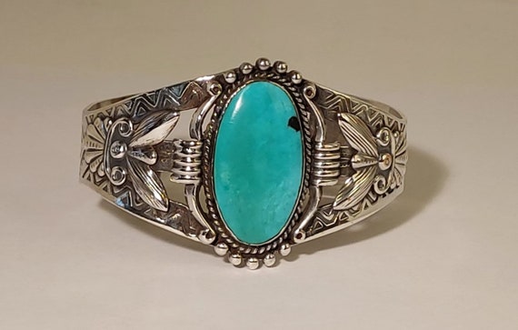 Native American Hand-made Turquoise Cuff Bracelet - image 1