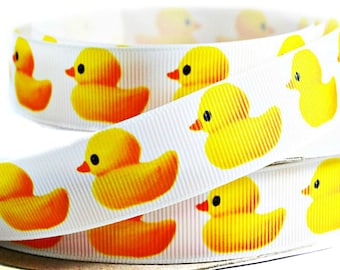 Rubber Duck Pink 38 Printed Grosgrain Ribbon Baby Shower Ribbon Nursery Ribbon Diaper Cake Ribbon Duckling Ribbon Bath Toy Ribbon