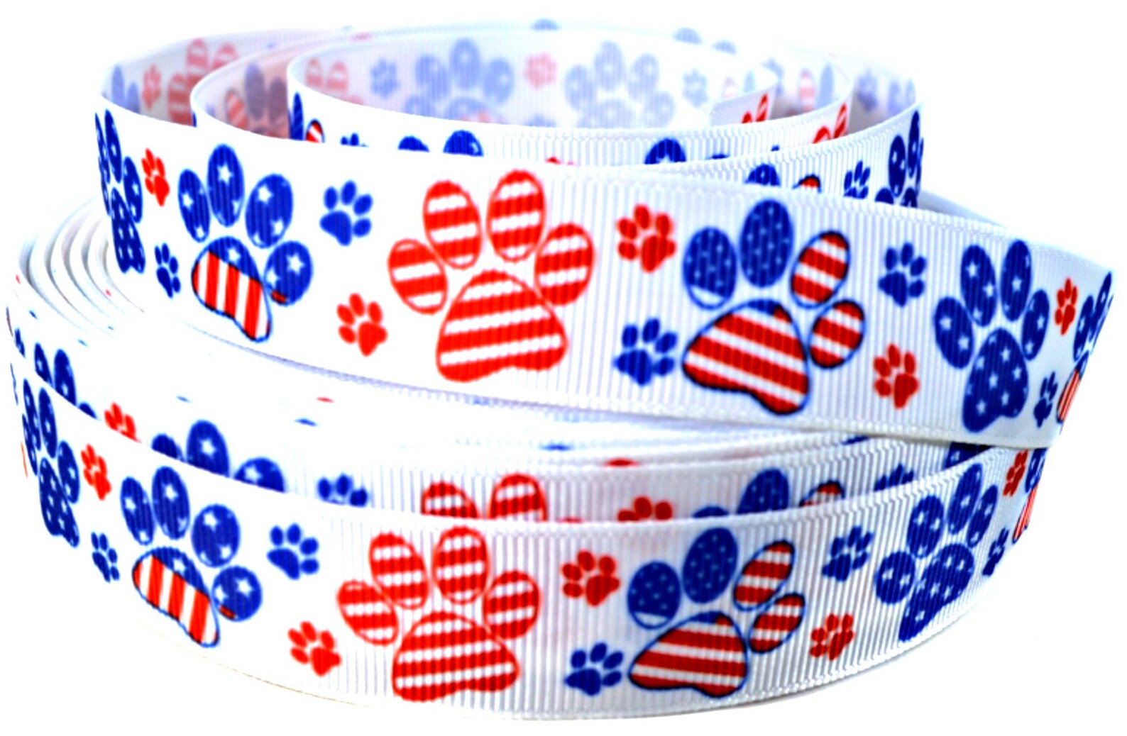 Dog Ribbon Paw Print Ribbon Patriotic Paw Prints Etsy