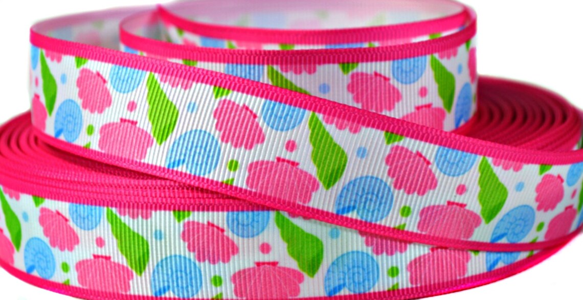 7/8 Seashell Ribbon Clam Shell Ribbon Shell Printed Etsy