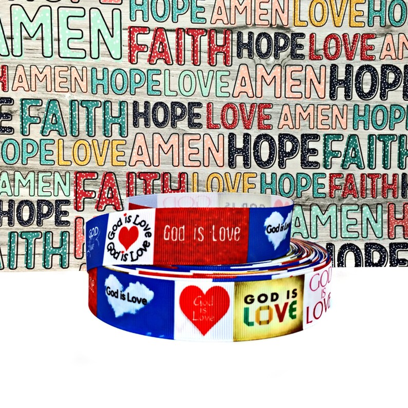 1 God is Love Faith Grosgrain Ribbon Spiritual Ribbon | Etsy