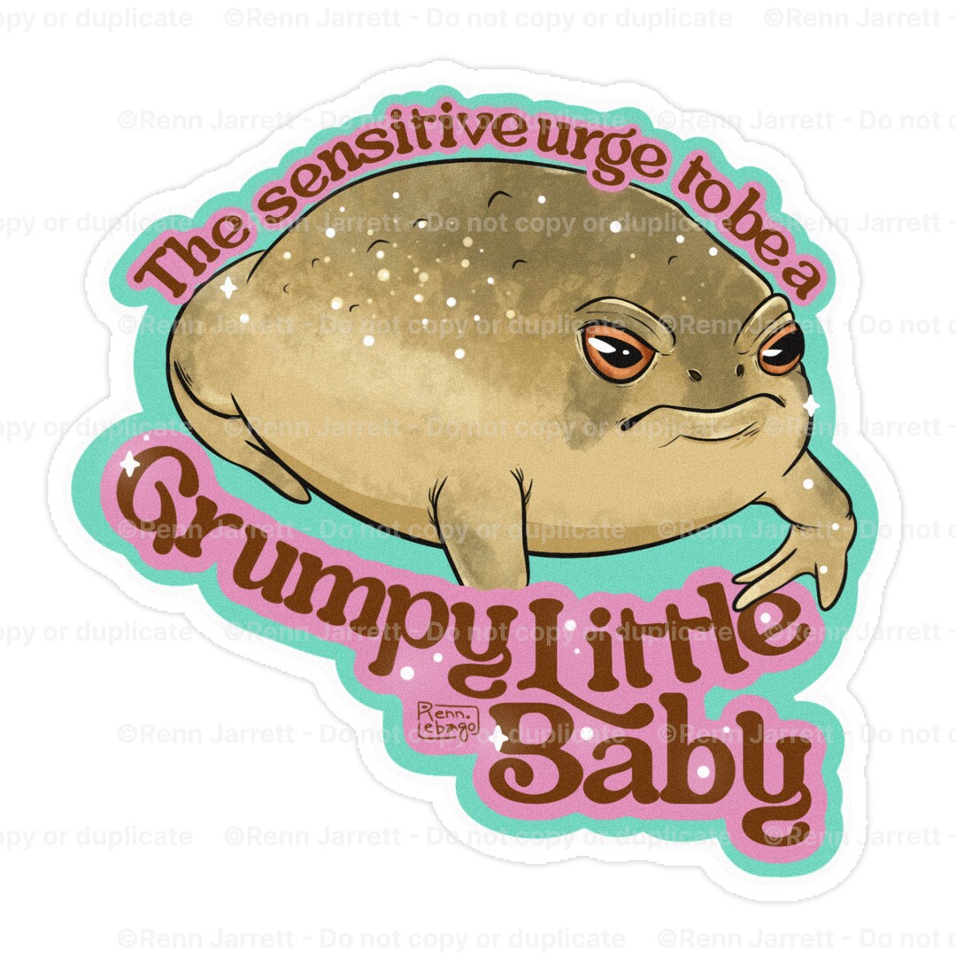 Grumpy Little Baby Frog | Frog Sticker | Bubble-free Stickers - Etsy
