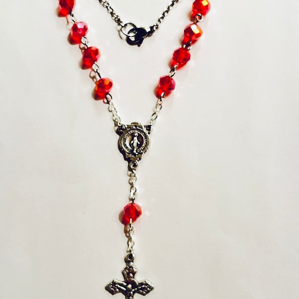 Car Rosary,Auto Rosary,Red Rosary,Car Accessories,Car Charm,Catholic Gifts,Rear View Mirror Rosary,Red Car Rosary,One Decade Rosary,Rosary