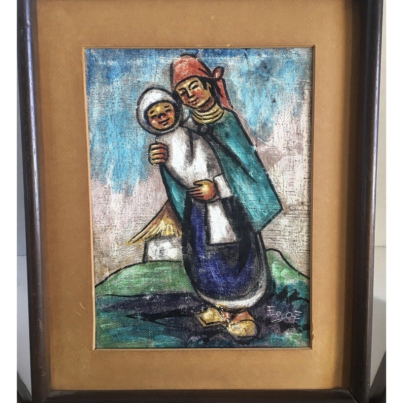 Vintage Lot of 3 Colorfull Folk Art Oil Pastels Framed Signed - Etsy