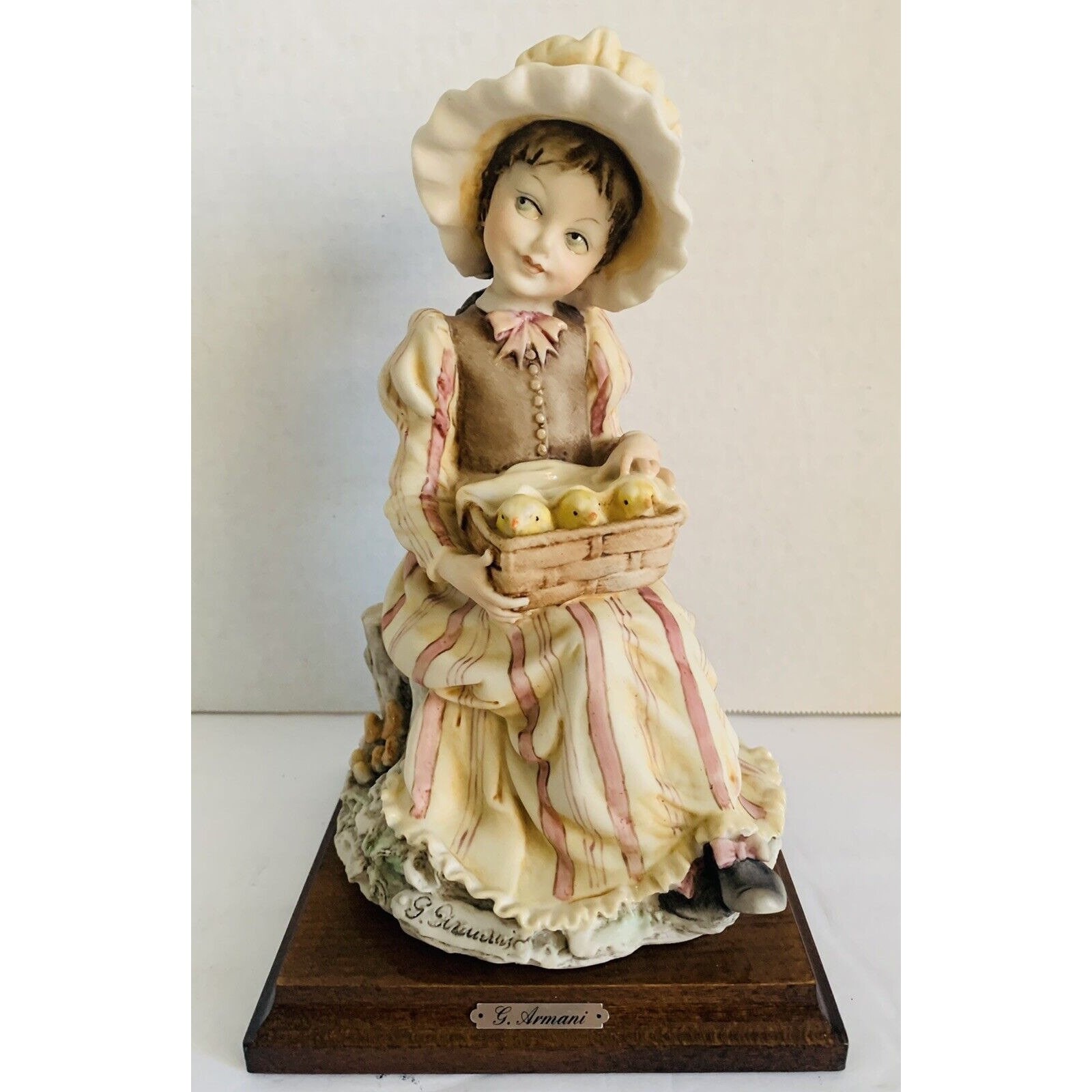 Vintage G Armani Girl With Chicks in a Basket Figurine 1982 Vintage G Armani Girl With Chicks in a Basket Figurine 1982