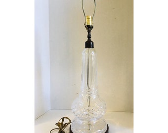 Vintage Waterford Cut Crystal 50's Hollwood Regency Large Heavy Table Lamp 30"