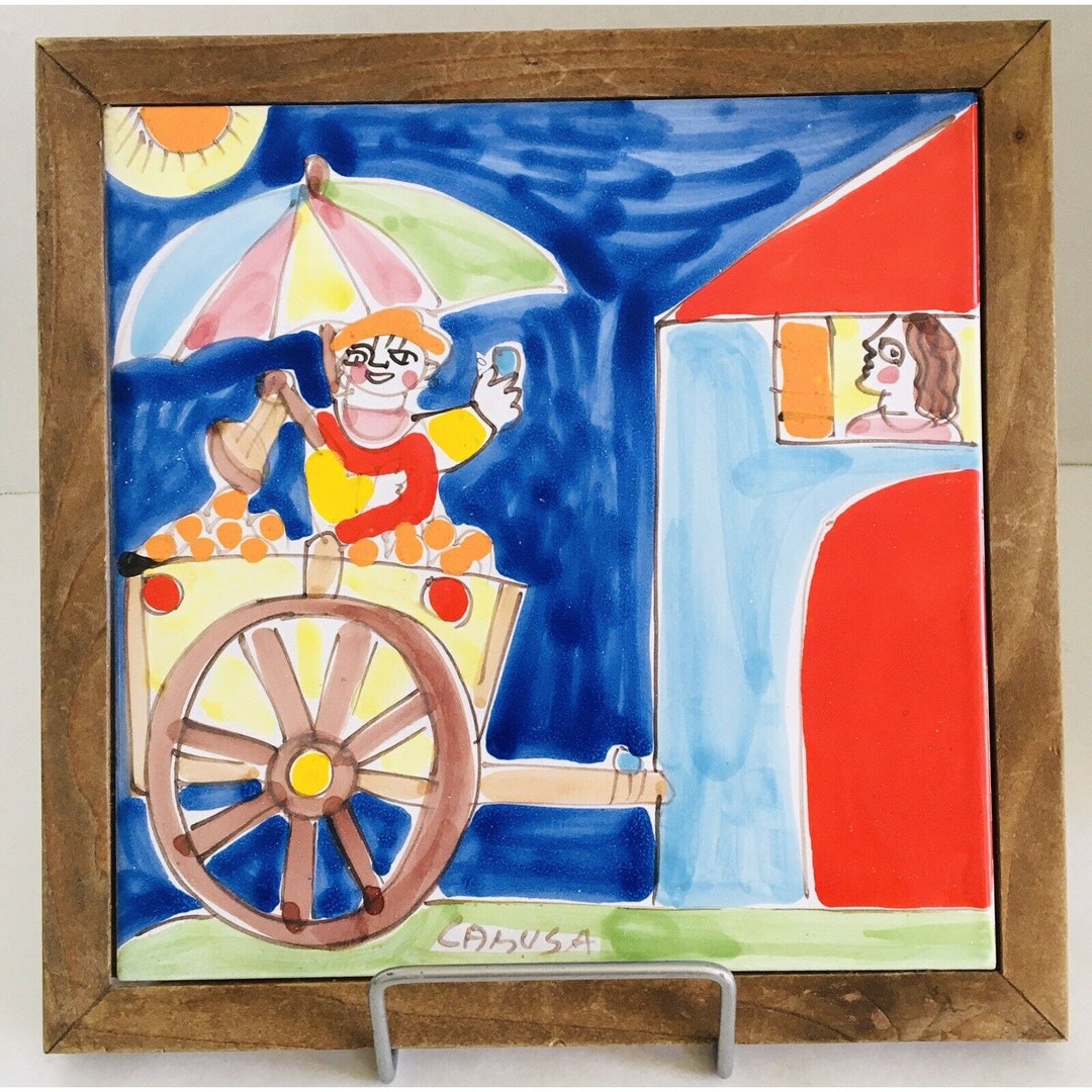 Supporto per Bicottura Hand Painted Framed Ceramic Tile Made in Italy ...