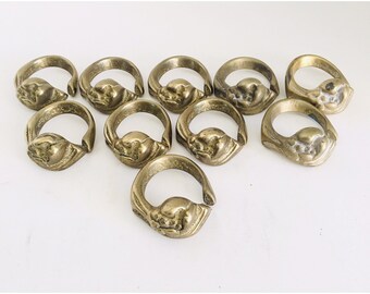 Vintage Solid Brass Napkin Rings Lot of 10