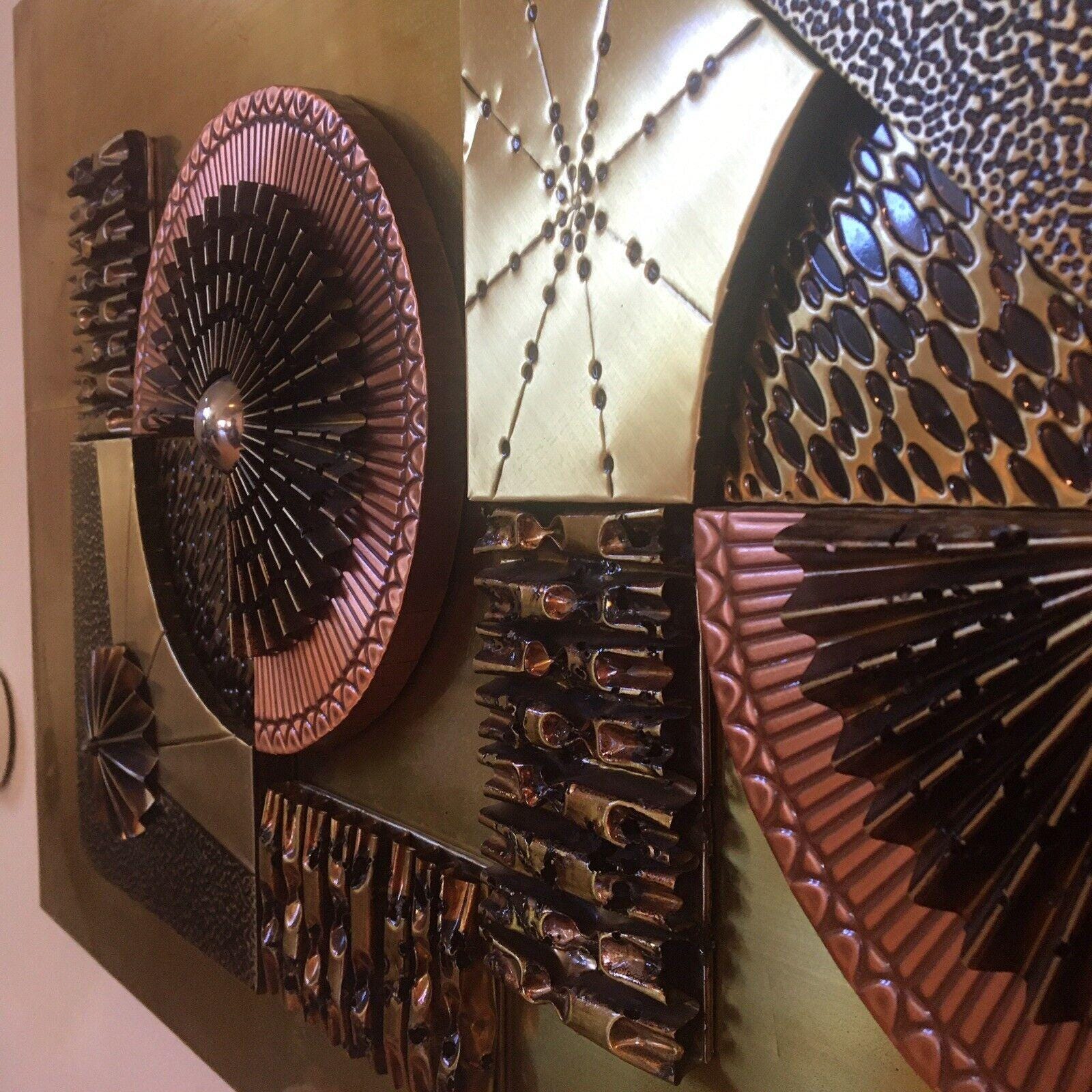 MCM Stephen Chun Brutalist Brass & Copper Abstract Wall Art 36