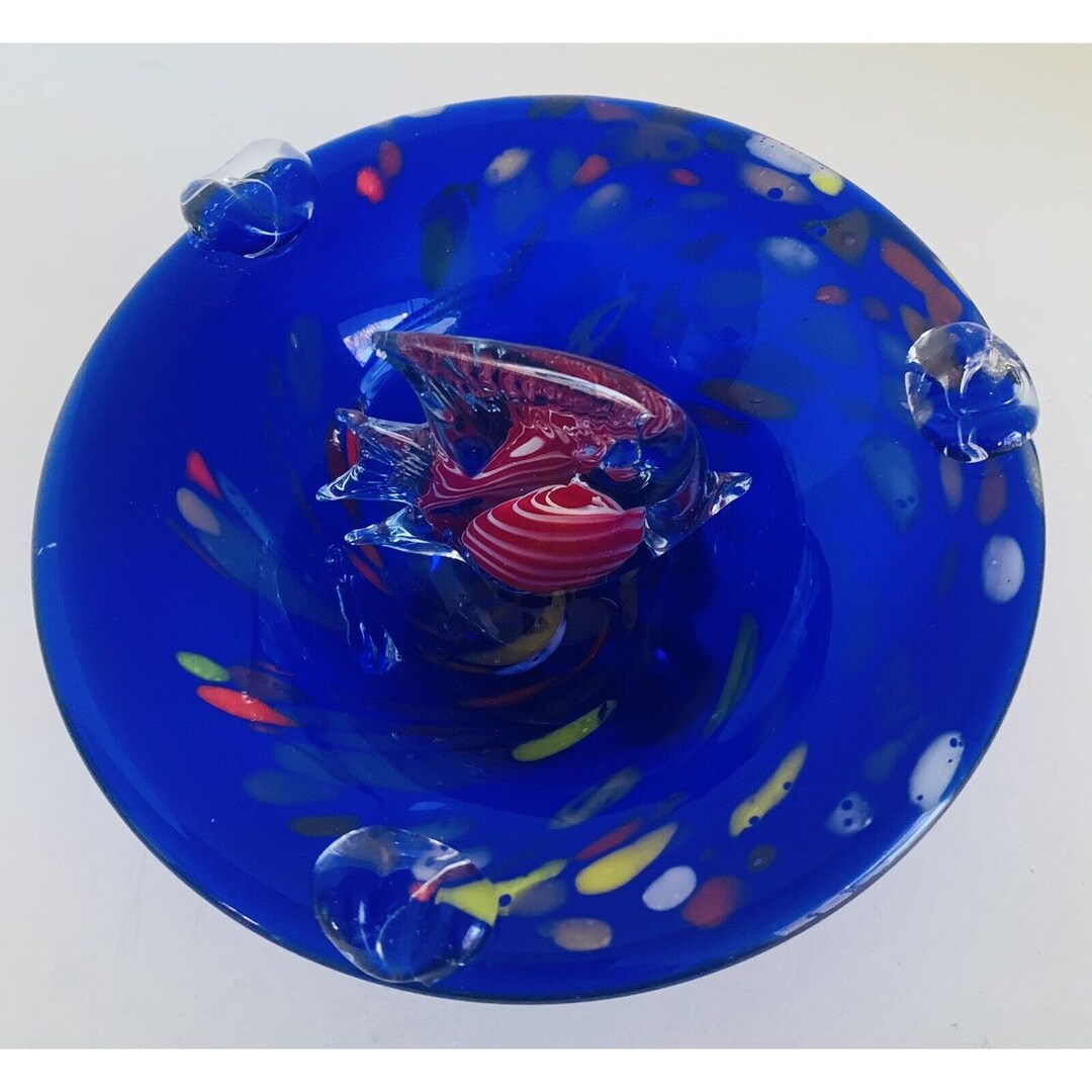 Murano Style Handblown Glass Fish Ashtray 6 Diameter Etsy