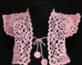 Boléro "granny" rose au crochet (taille 2 ans)