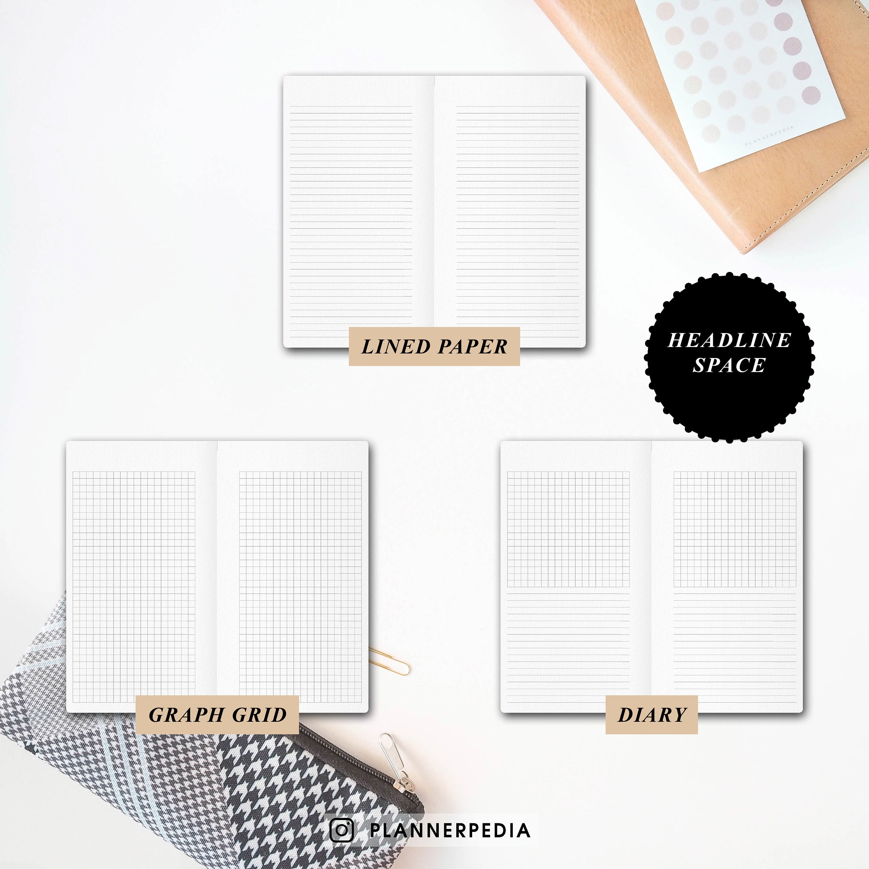 Notes planner grid dot grid lined paper printable Personal | Etsy