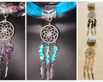 Stunning gemstone dream catcher scarf pendant/slider to thread your scarves through or wear on a chain. Great gift ideas.