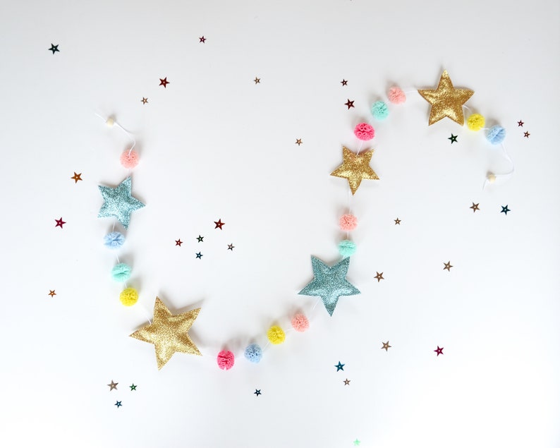 Shine star garland Gold star garland Glitter star garlands Etsy