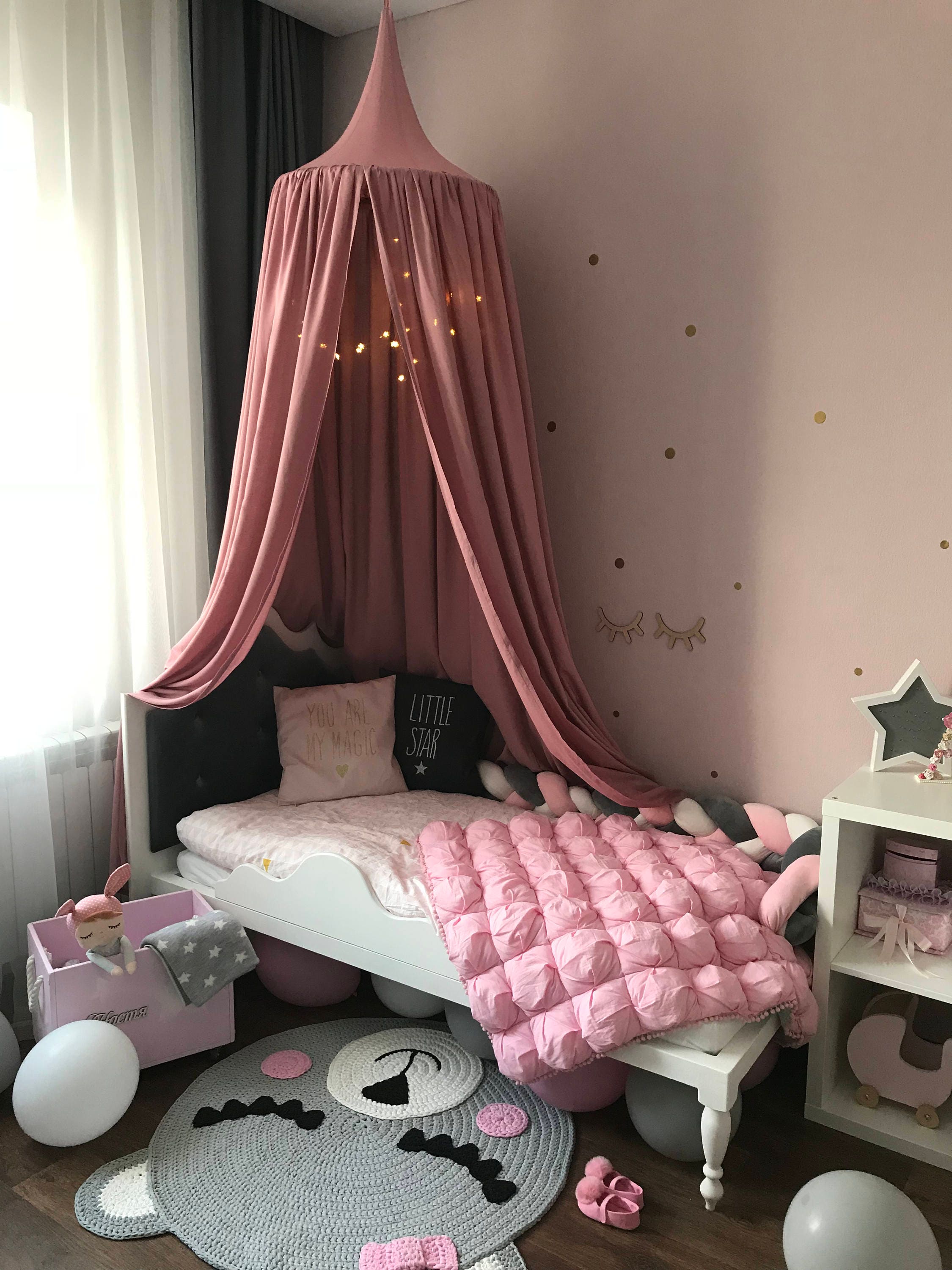 pink canopy for girls bed