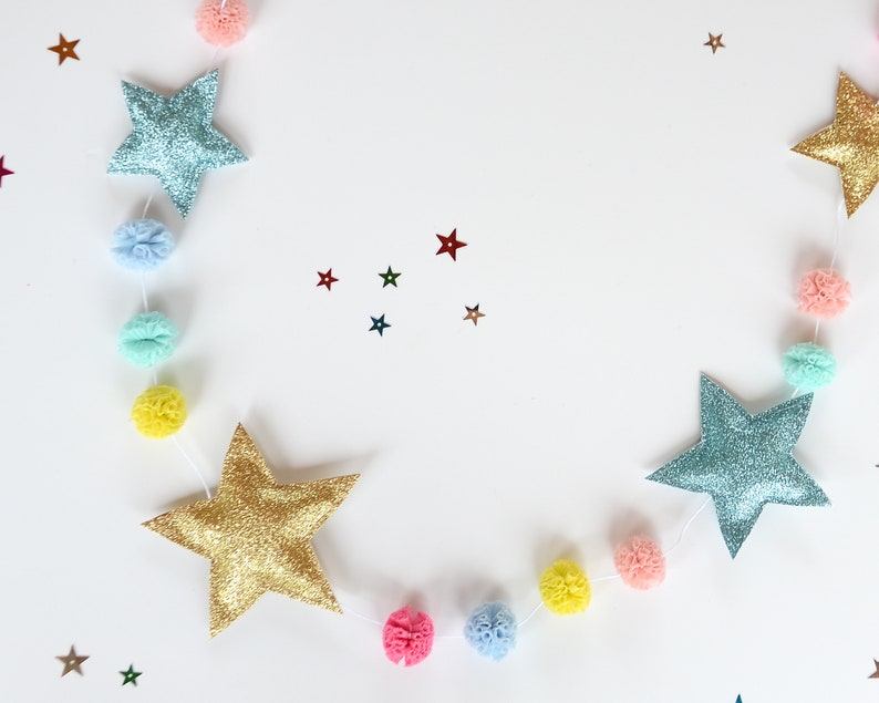 Shine star garland Gold star garland Glitter star garlands Etsy