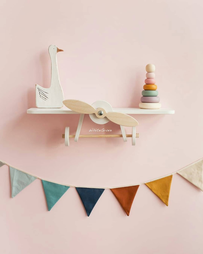 Bunting flags banner Nursery wall hanging Mustard blue blush Etsy