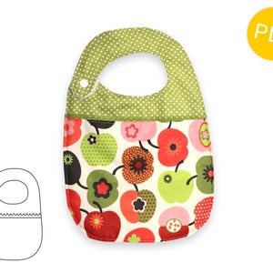 BABY BIB - sewing pattern and tutorial - one size, 6 months – 2 years - baby toddler - easy and quick - PDF instant download