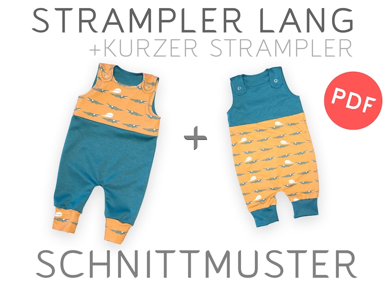 STRAMPLER Schnittmuster Gr. 50-86 Nähanleitung Baby Kind Einfach/Nähanfänger PDF download Ebook afbeelding 1