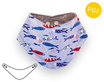 Baby Bandana  Bib - Sewing pattern + tutorial  - easy & quick - 0-12 months, 1-3 years - PDF instant Download