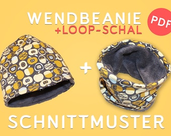 Beanie Mütze  + Loop Schal 0-8 Jahre - Schnittmuster + Nähanleitung - Baby & Kind Ebook