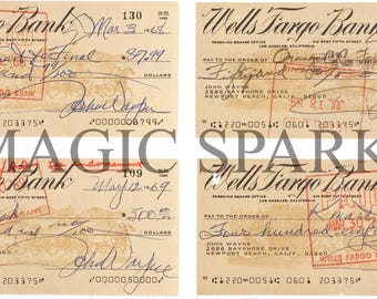 John Wayne 4 x Signed Check's Cheques New RePrints