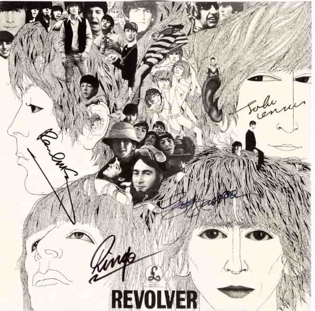Beatles Rare Fantasy Artwork Signed REVOLVER Album Cover LP Vinyl