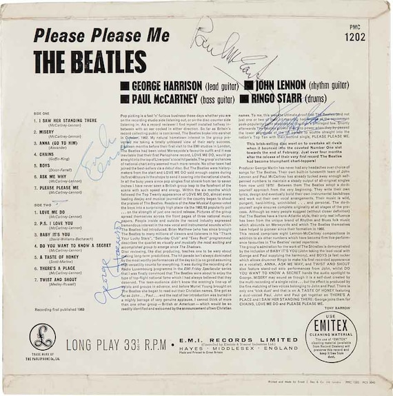 Beatles Rare Signed Please Please Me MONO Repro Cover LP Album