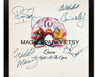 Queen A Night At The Opera Rare Fully Signed Album Replica Framed Artwork Cover LP Vinyl Album