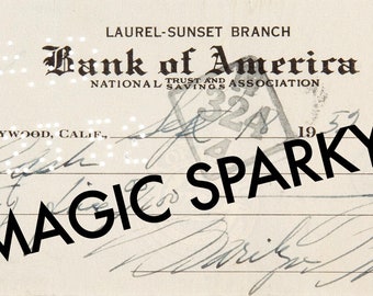 Marilyn Monroe signed Check Cheque rare 1952 New Print