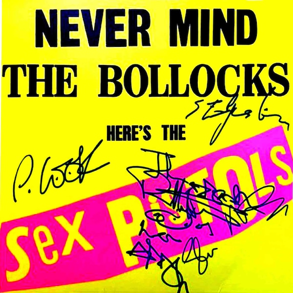 The Sex Pistols Never Mind The Bollo**s Raro álbum completamente firmado Réplica de obra de arte enmarcada Portada LP Vinilo Álbum