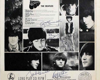 Beatles Rare Fantasy Signed Rubber Soul Artwork Cover LP Vinyl