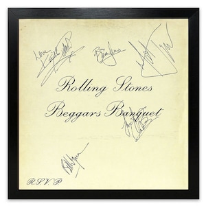 The Rolling Stones Beggars Banquet Rare Replica Fantasy Signed Inramad Konstverk Omslag LP Vinylalbum
