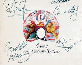 Queen A Night At The Opera Rare Fully Signed Album Replica Artwork Cover LP Vinyl Album