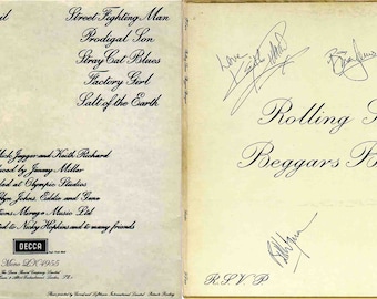 The Rolling Stones 'Signed' rare Replica Beggars Banquet  Album cover 1968