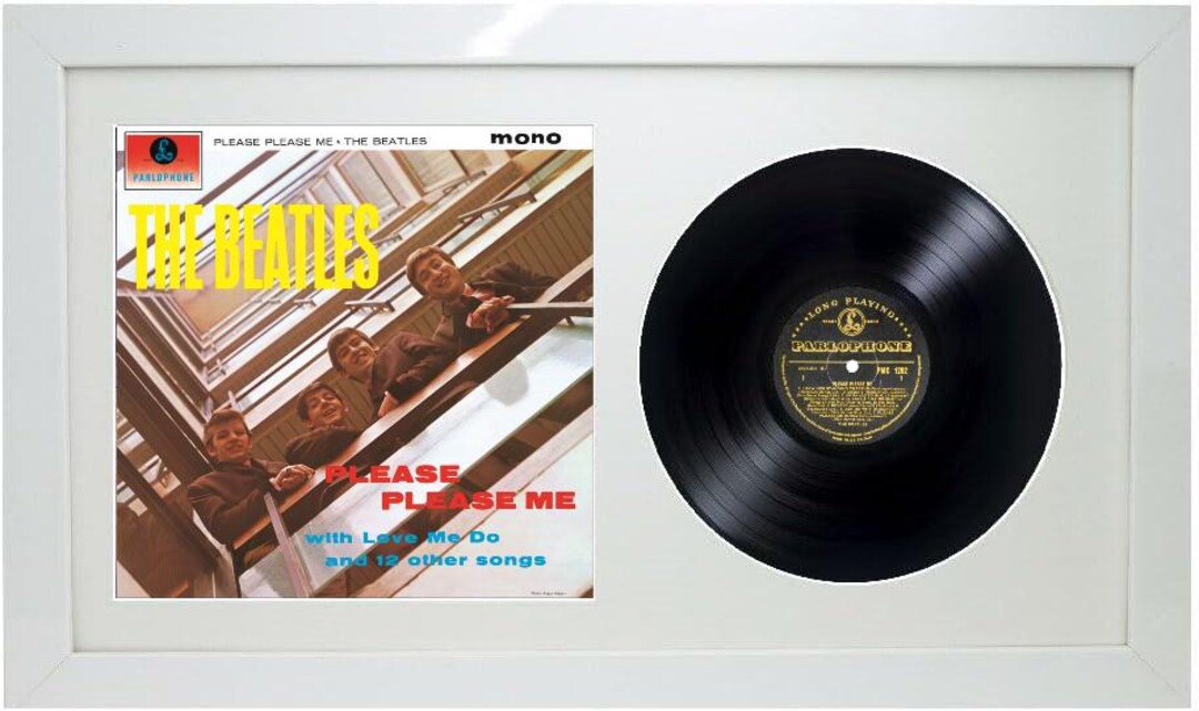 Beatles Rare Framed Please Please Me MONO Gold Repro Cover LP (no