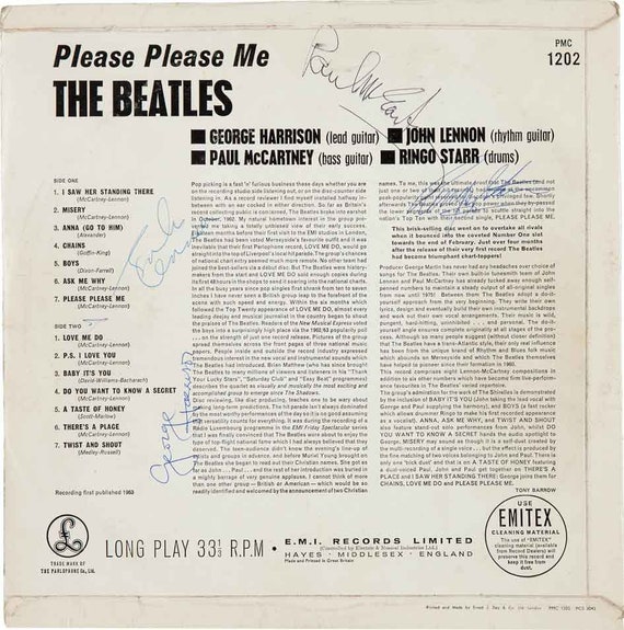 Buy Beatles Rare Signed Please Please Me MONO Repro Cover LP Vinyl ...